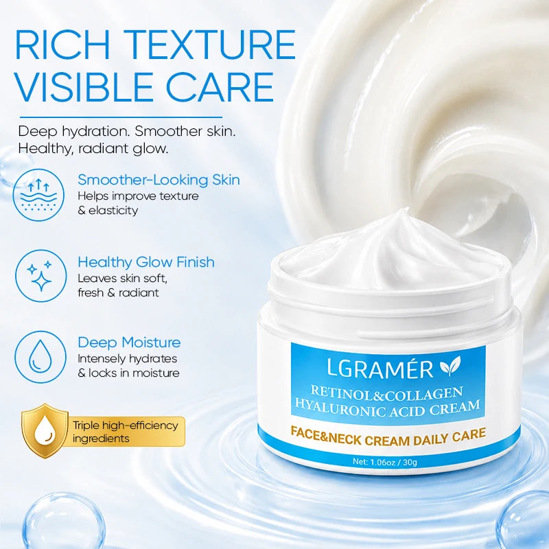 Retinol Face Cream Lifting Firming Soothing Repair Damaged Skin,Deep Collagen Nourishing Rejuvenation Improve Dullness Shrink Po Peaceful Pleasures Health and Wellness