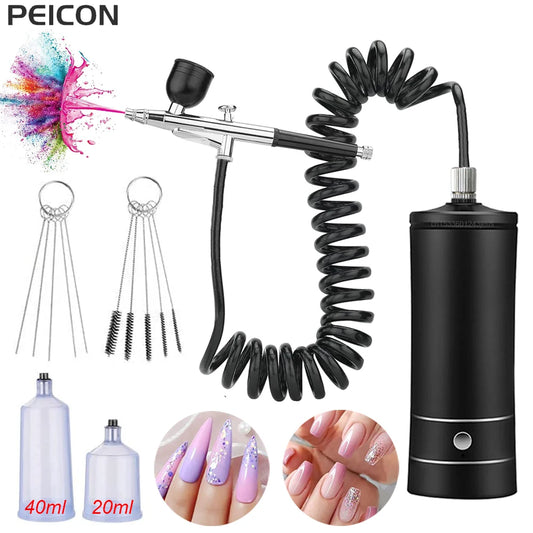 Airbrush Nail With Compressor Portable Air Brush Nail Paint Compressor For Nails Art Cake Painting Craft Airbrush Compressor Peaceful Pleasures Health and Wellness
