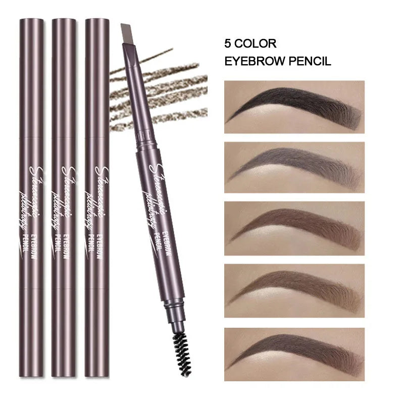 Natural Brown Waterproof Eyebrow Pencil Ultra-fine Triangle Precise Brows Cream With Brush Lasting No Blooming Rotatable Makeup Peaceful Pleasures Health and Wellness