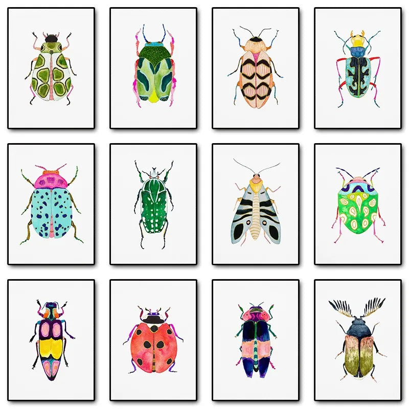 Watercolor Insect Canvas Print | Nursery & Kids Room Wall Art