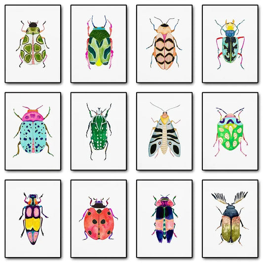 Watercolor Insect Canvas Print | Nursery & Kids Room Wall Art Canvas Wall Art Print Peaceful Pleasures Health and Wellness