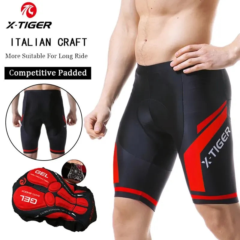 X-TIGER Men's Gel Pad Cycling Shorts – MTB & Road Bike