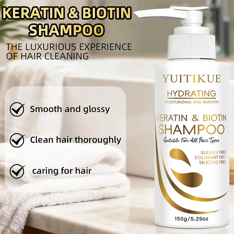 YUITIKUE Keratin & Biotin Shampoo – Smooth, Glossy Hair Keratin Biotin Shampoo Peaceful Pleasures Health and Wellness