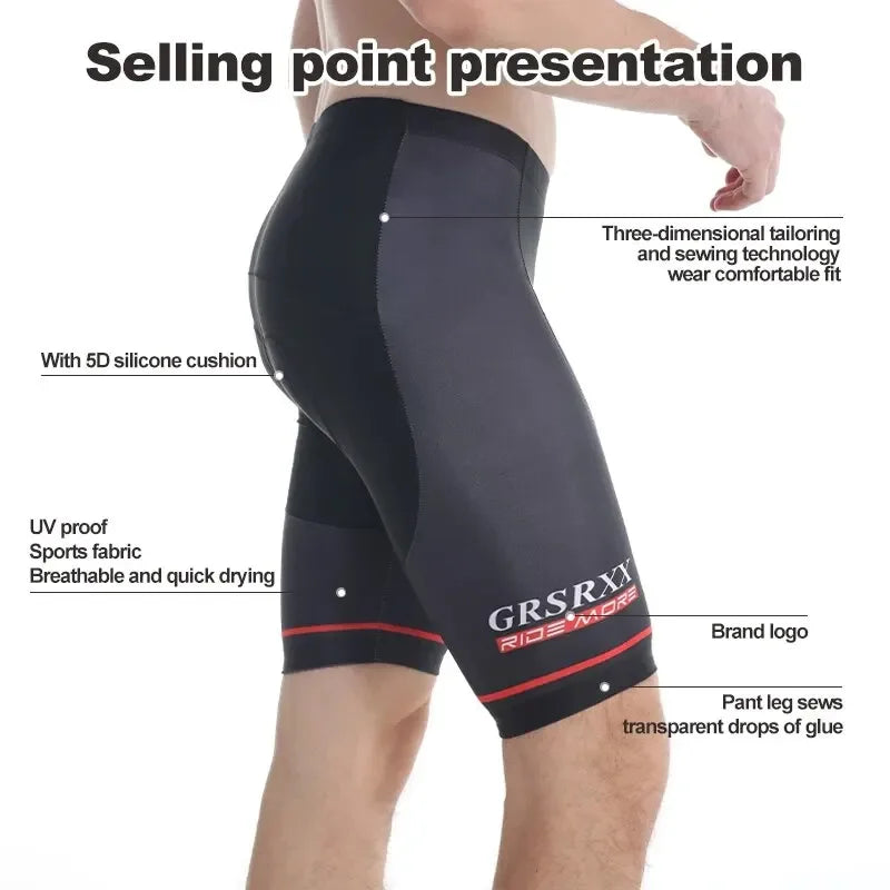 Men's Cycling Bib Shorts – 5D Gel Pad, Anti-Slip & Breathable
