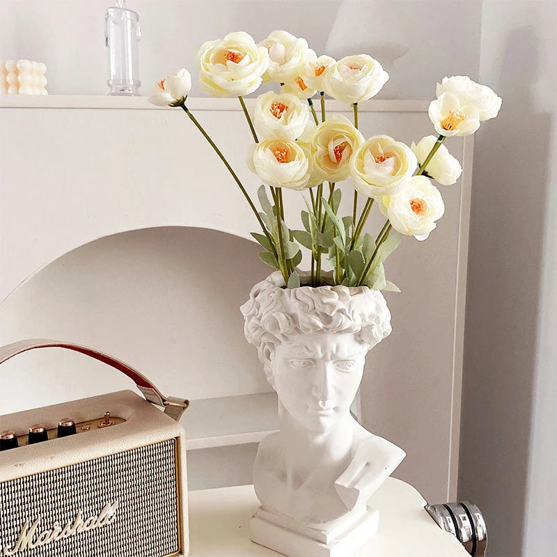 David Statue Head Vase – Bust Sculpture Makeup Brush Holder & Flower Pot Decor
