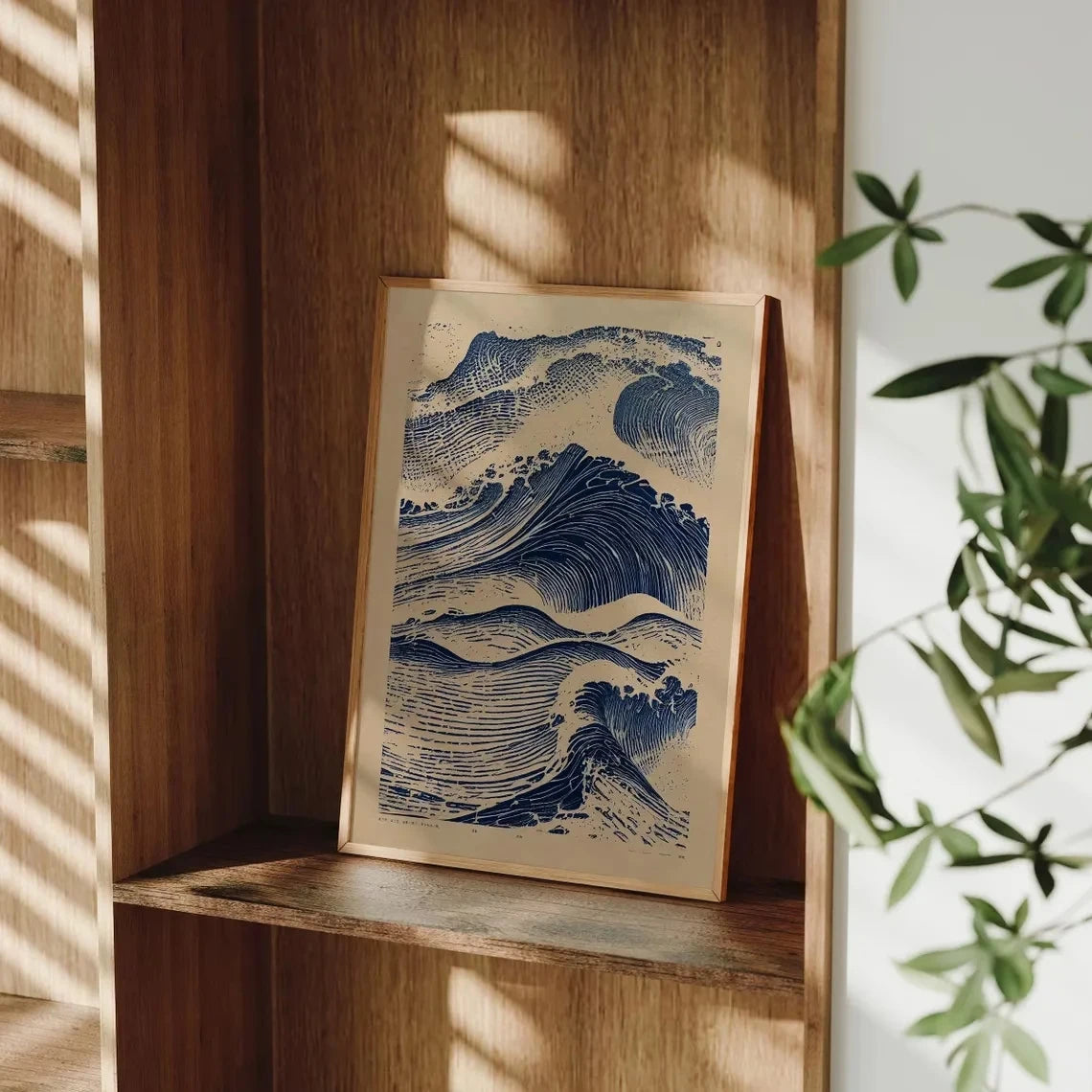 Retro Japanese Wave Japandi Canvas Wall Art Print | Home Decor