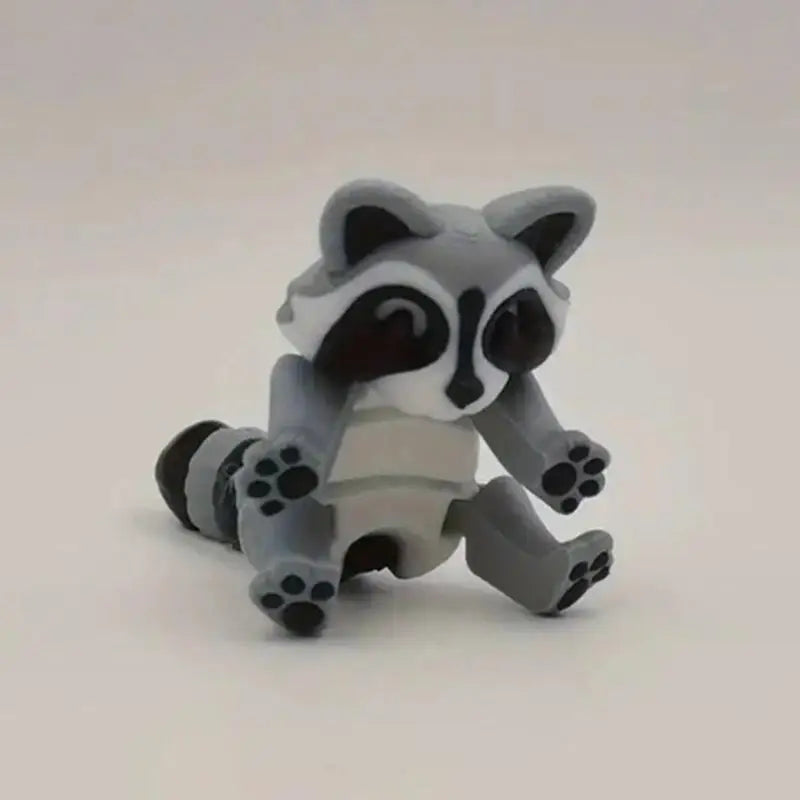 Gray Raccoon Articulated Figurine & Trash Can Stress Toy