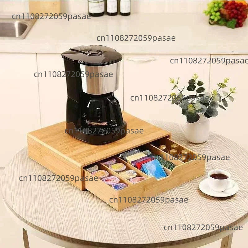 Bamboo Coffee & Tea Capsule Storage Box | Multi-Grid Organizer