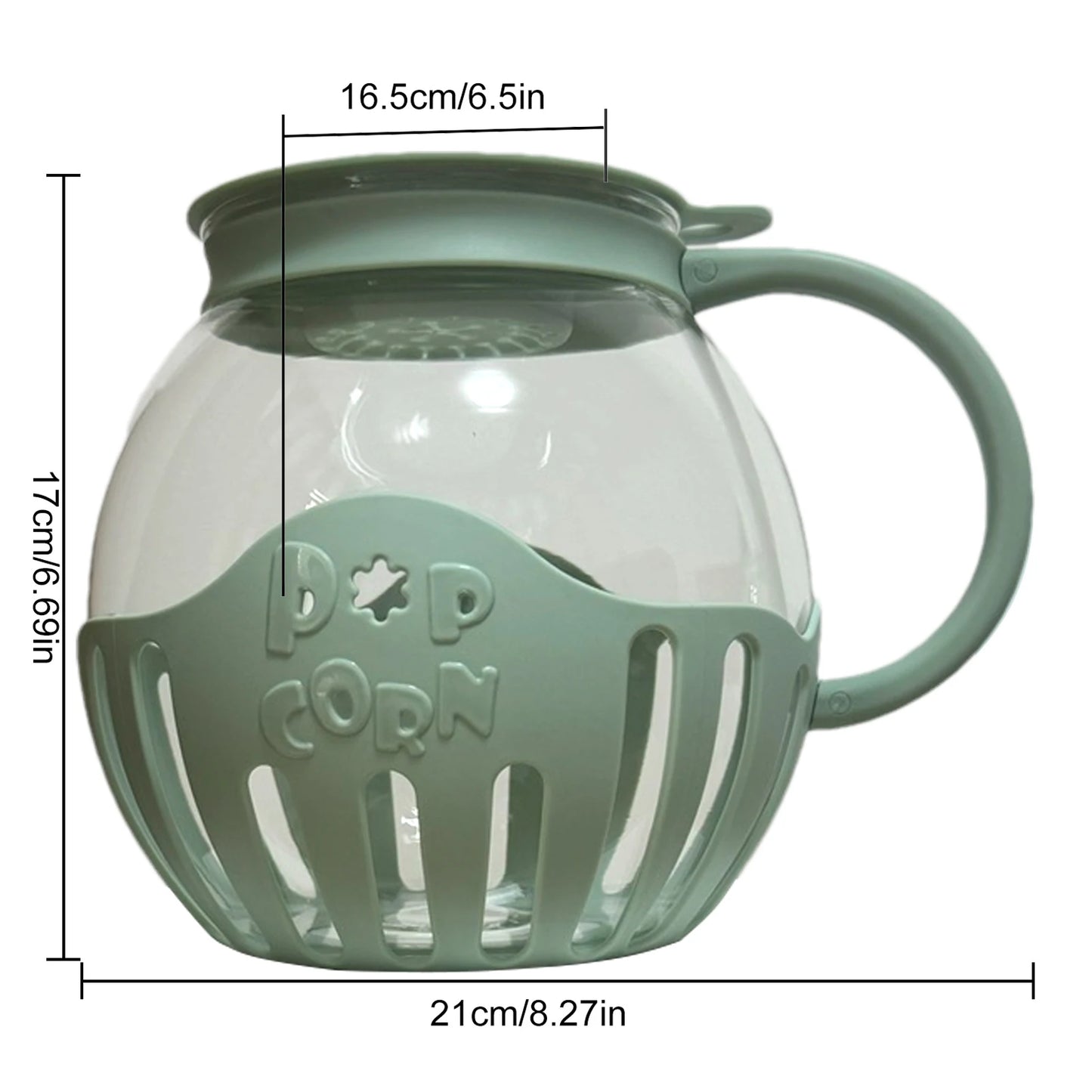 2025 New Popcorn Maker Microwave Snack Popcorn Air Poppers 2.25 Quart Popcorn Bowl Borosilicate Kitchen Accessories Peaceful Pleasures Health and Wellness Green