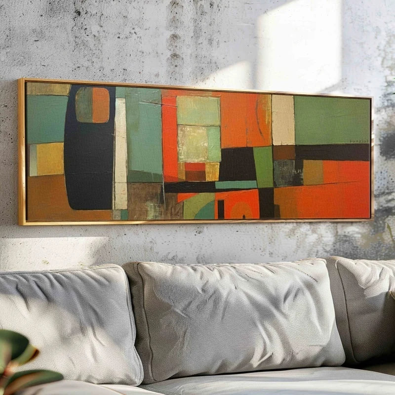 Unframed Mid Century Modern Panoramic Modern Canvas Poster Painting Print Wide Wall Art Geometric Horizontal Wall Art Decor Peaceful Pleasures Health and Wellness ZLH4214 20x60cm No Frame