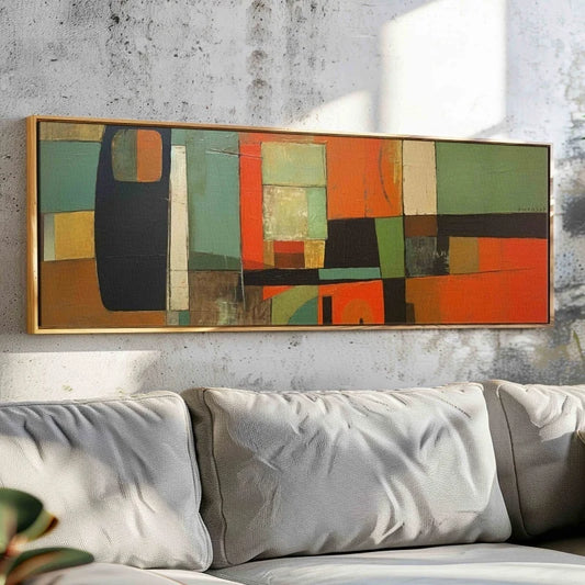 Unframed Mid Century Modern Panoramic Modern Canvas Poster Painting Print Wide Wall Art Geometric Horizontal Wall Art Decor Peaceful Pleasures Health and Wellness ZLH4214 20x60cm No Frame