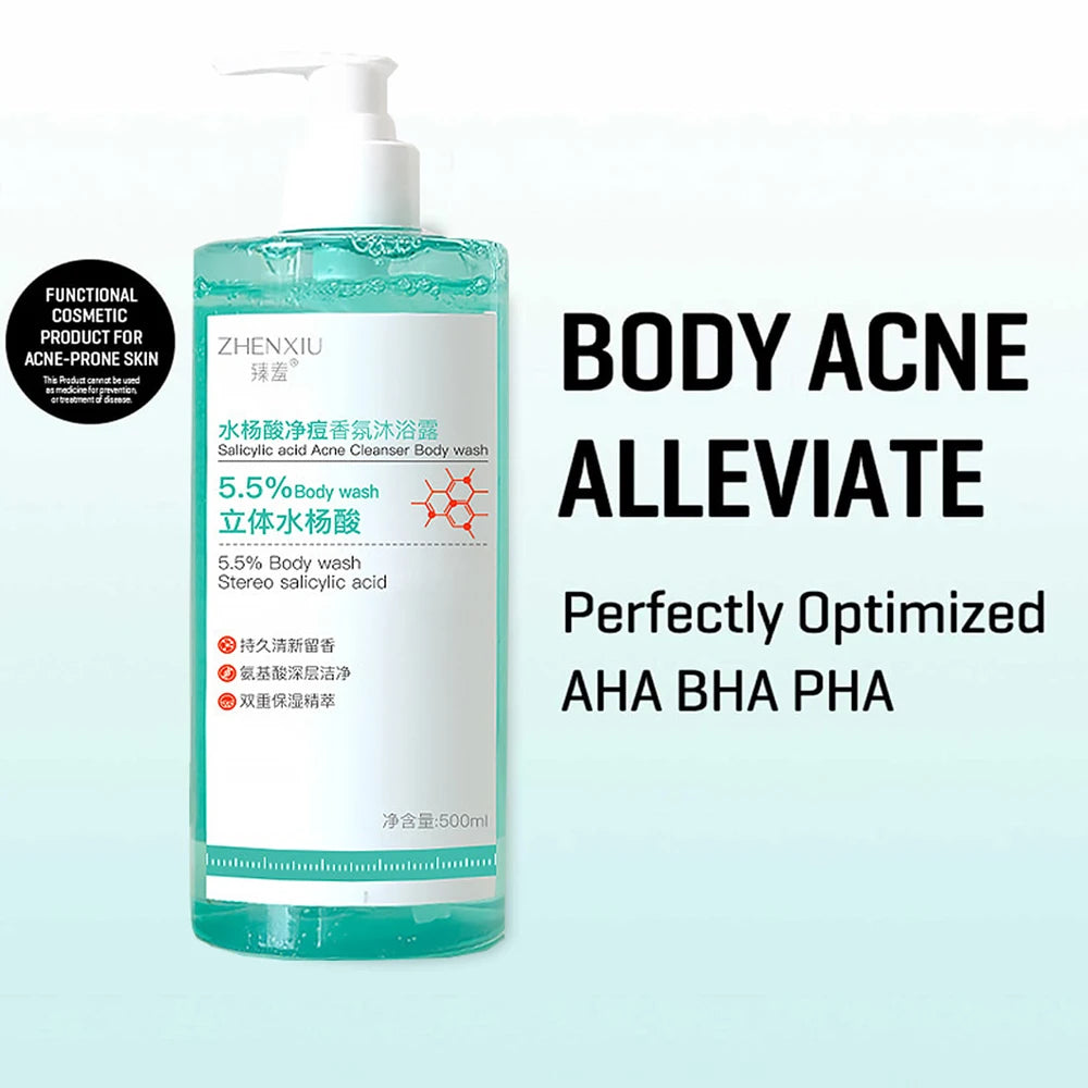 16.9 oz Salicylic Acid Body Wash, Gentle & Smoothing Mild Exfoliating Daily Acne Body Wash Deep Cleanses Back Acne and Sebum Peaceful Pleasures Health and Wellness