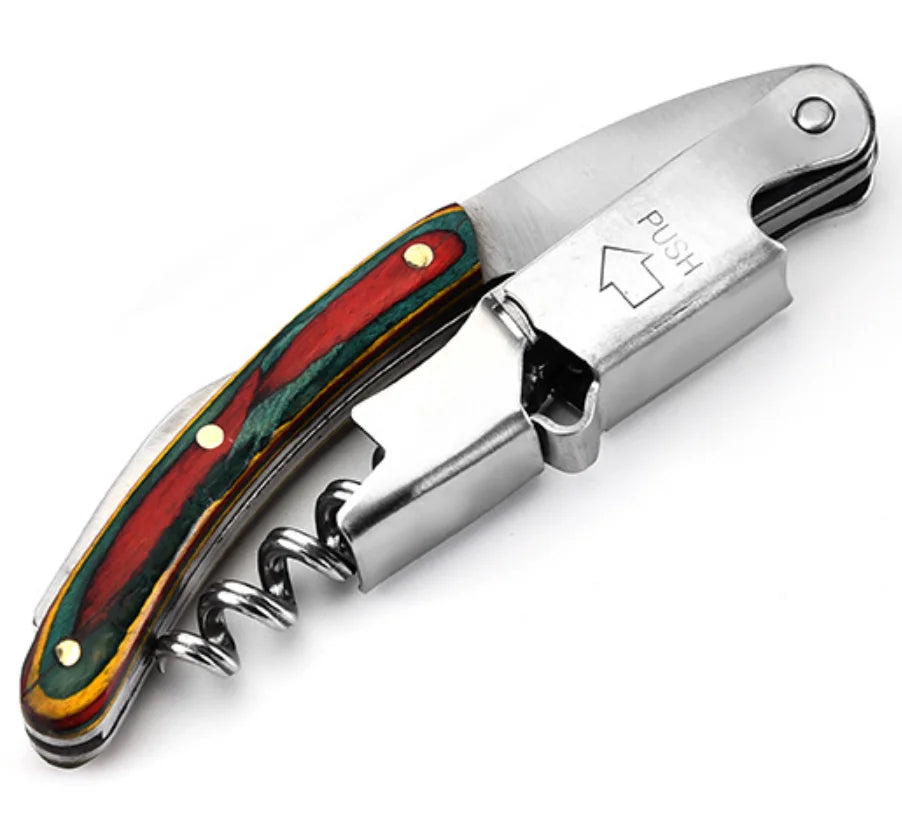 Wine Opener, Double Hinged Manual Wine Key for Bartender, Server, Waiter, Stainless Steel Wine Bottle Opener Corkscrew Peaceful Pleasures Health and Wellness F