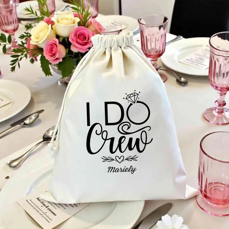 5pcs Personalized I Do Crew Drawstring Bag Wedding Bachelorette Party Bridal Shower Decoration Supplies Bride Party Accessories Peaceful Pleasures Health and Wellness