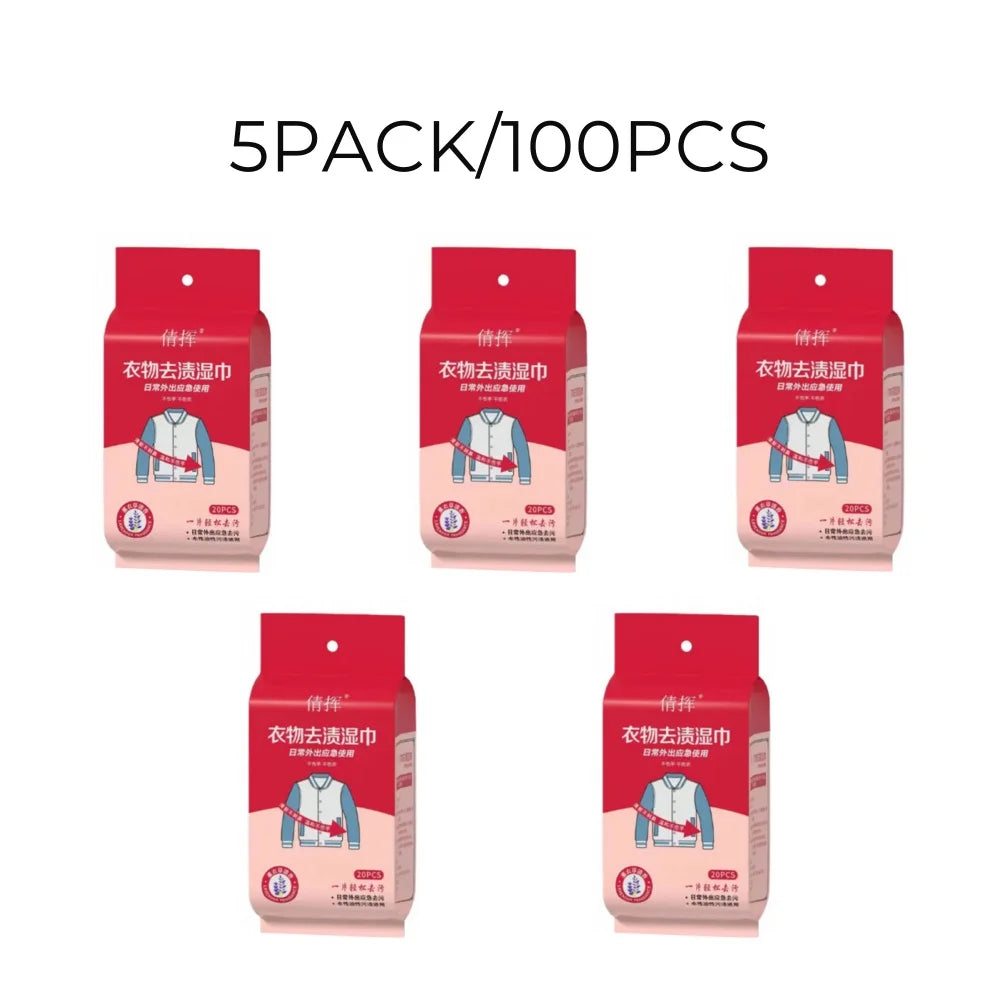 Disposable Clothing Stain Remover Wipes – No-Wash Formula