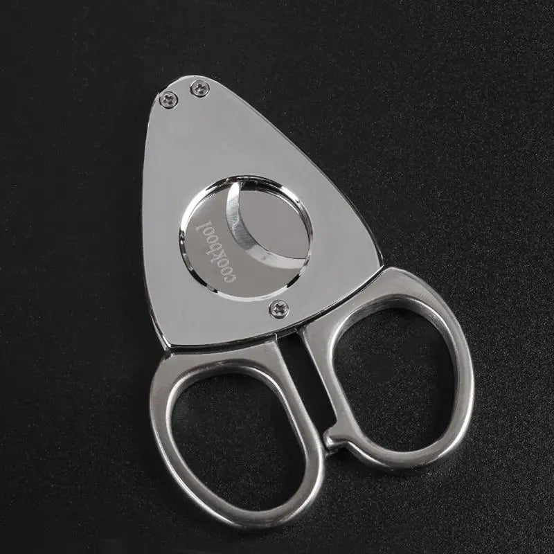 Stainless steel cigar clippers, hand-held, with sharp cigar blades. Special clippers for Cuban cigars, portable Peaceful Pleasures Health and Wellness