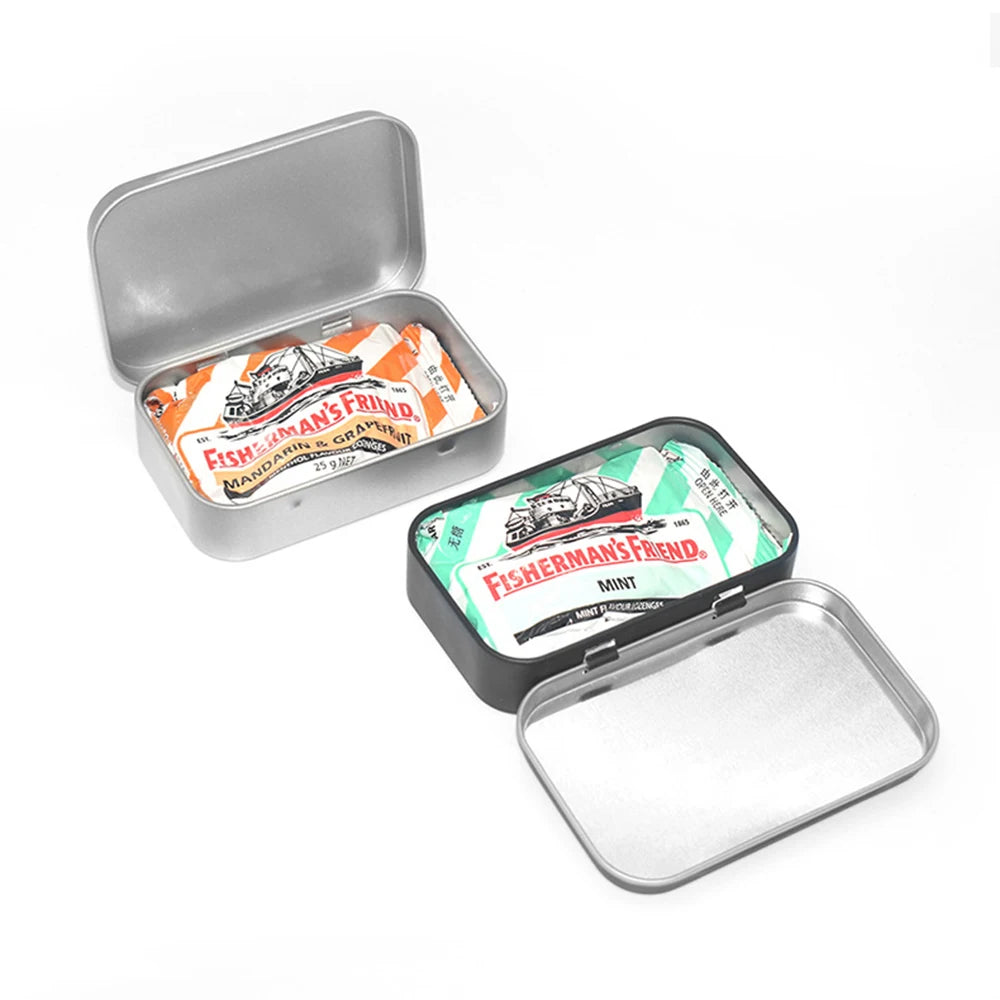 Metal Rectangular Empty Mini Tin Box Tinplate Push Candy Pill Cases Bins Jar Hinged Containers Small Organizer Storage Box Peaceful Pleasures Health and Wellness