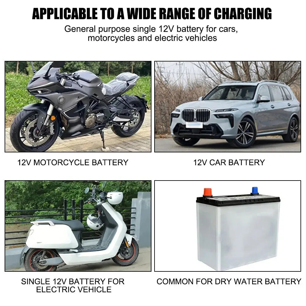 2A Fast Car Battery Charger 3 Stage Full Automatic LCD Digital for AGM GEL Lead Acid Battery Maintainer Peaceful Pleasures Health and Wellness