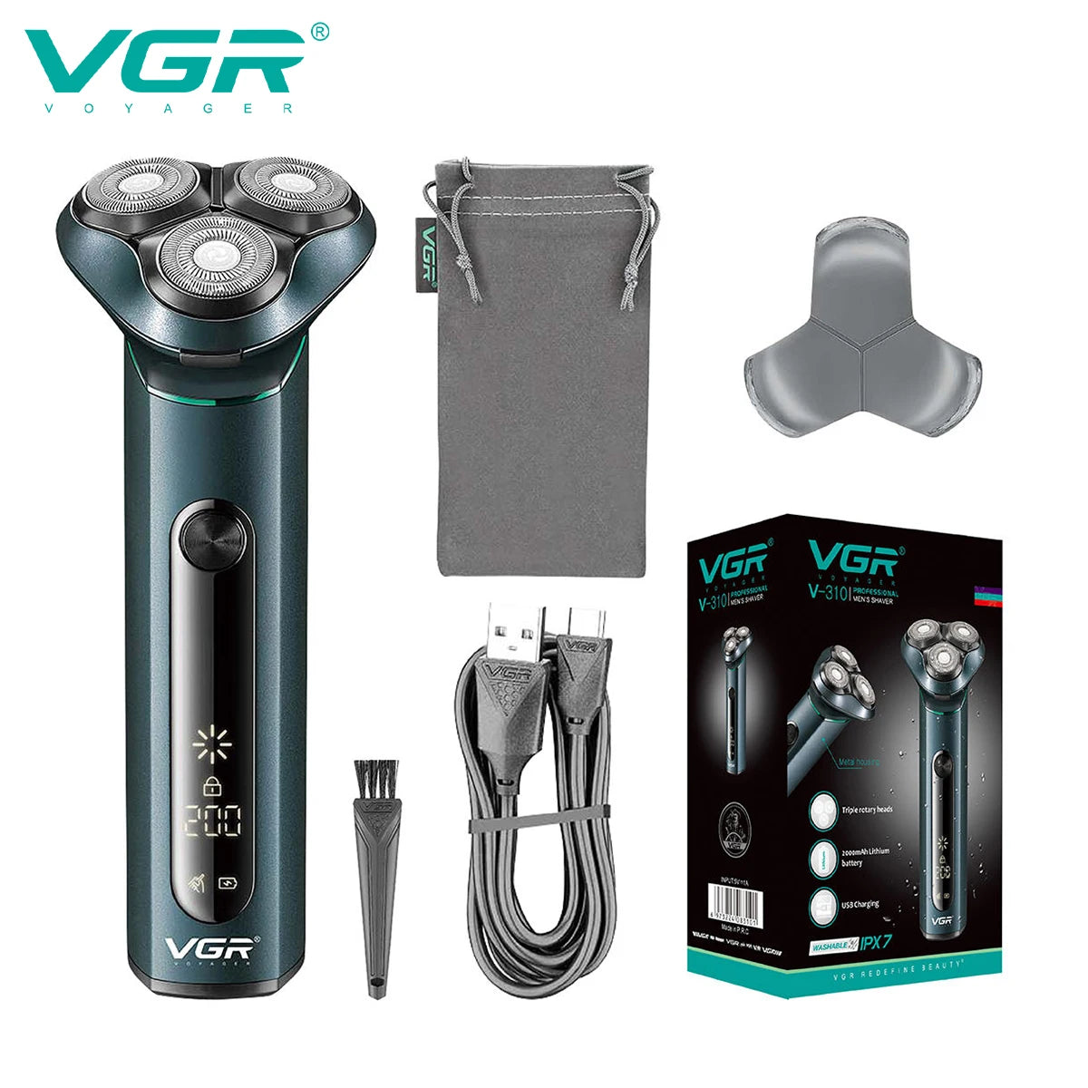 VGR 310 Electric Shaver Rotary 3D Floating Razor Waterproof Men's Shaving Machine Professional Beard Trimmer USB Rechargeable Peaceful Pleasures Health and Wellness