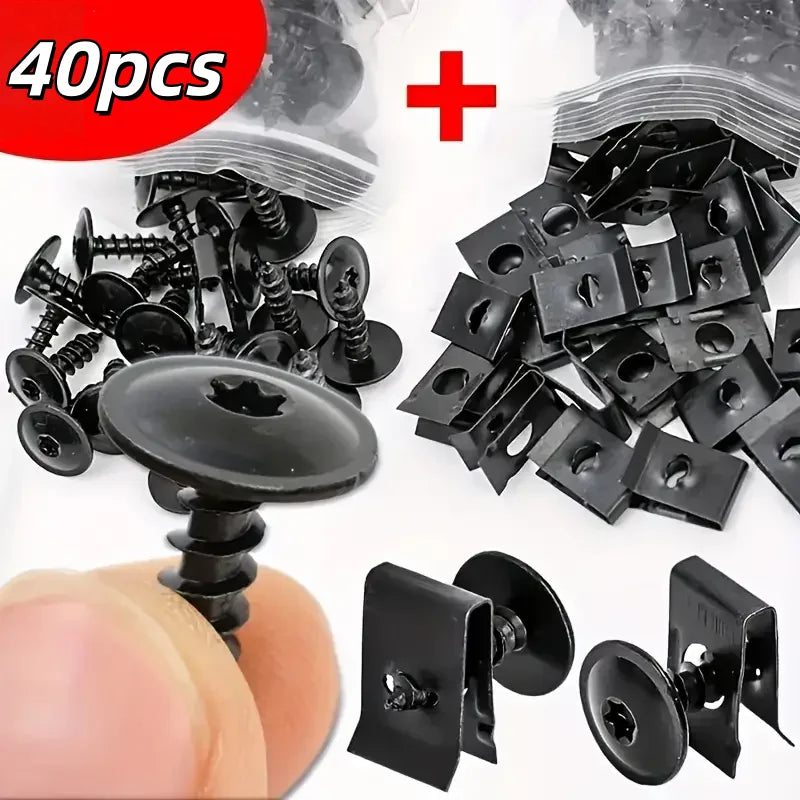 Car Self-tapping Screws U-shaped Metal Spacers Threaded Clips Auto