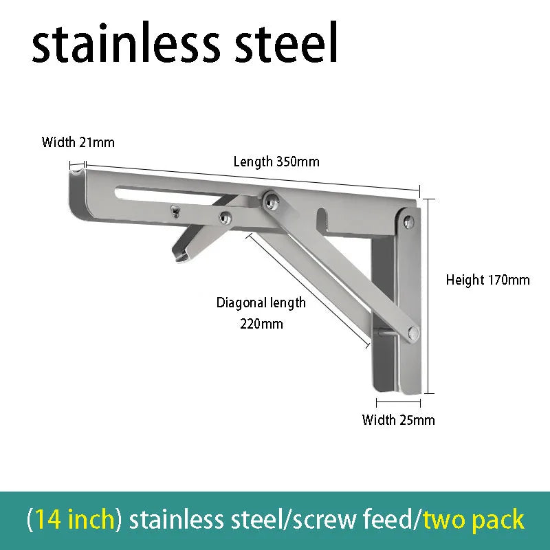 2PCS Folding Wall Shelf Brackets – Stainless Steel Right Angle