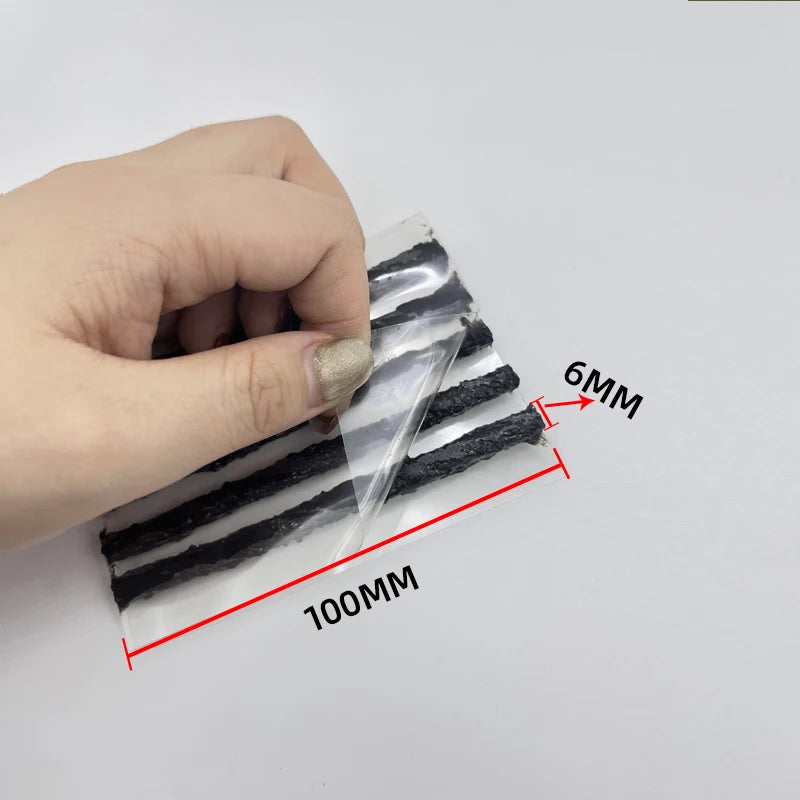 6mm Tubeless Tire Repair Strips 50pcs | Car & Motorcycle Plug Kit