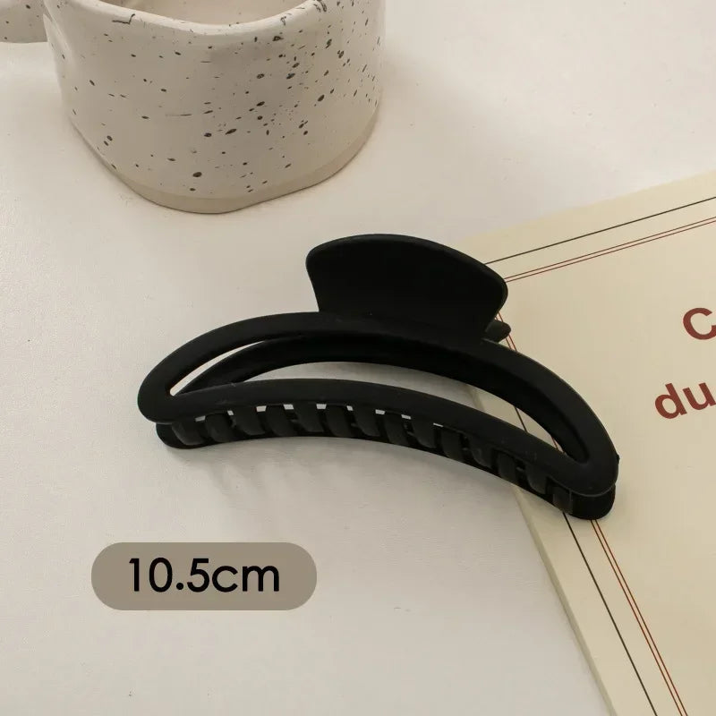Women Elegant Black Geometric Plastic Hair Claw Lady Sweet Long