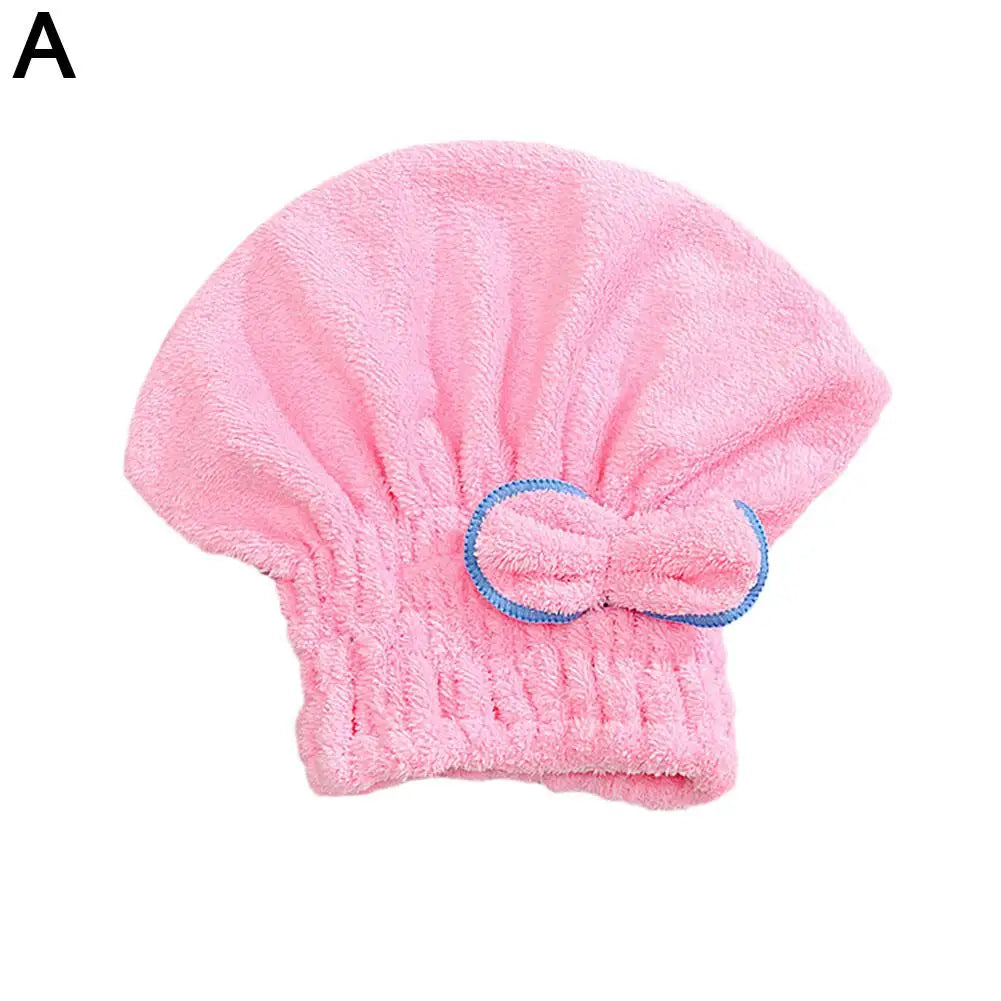 Microfiber Quick Dry Hair Wrap Towel Cap with Bowknot