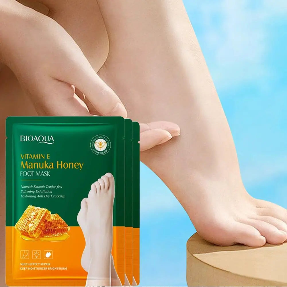 Vitamin E & Manuka Honey Foot Mask – Moisturizing Exfoliator
