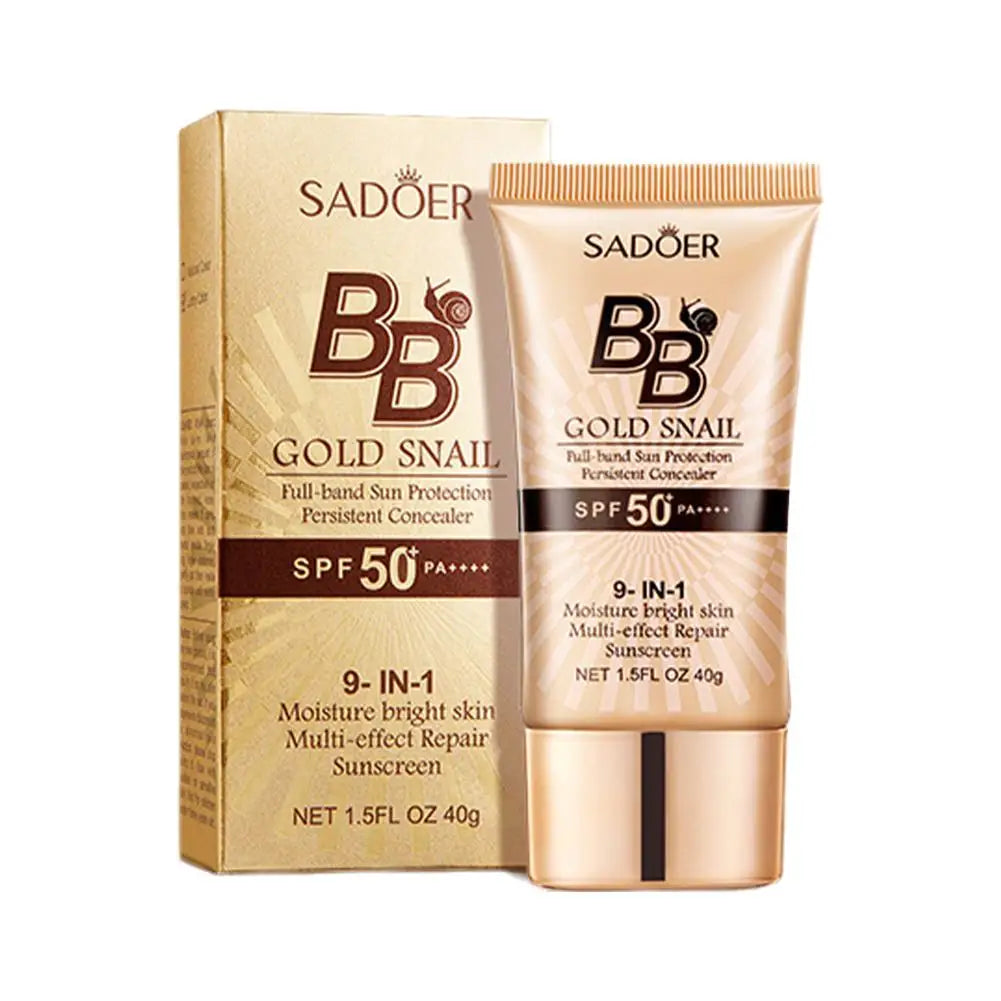 Gold Snail Sunscreen BB Cream Protector Facial Sun Block SPF50 BB Cream Isolation Lotion Concealer Facial Moisturizer Peaceful Pleasures Health and Wellness