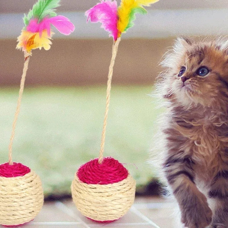 1-3pcs Feather Toys Training Kittens Pet Cat's Accessories Scratching Ball Things for Cats Supplies Products Home Garden Peaceful Pleasures Health and Wellness