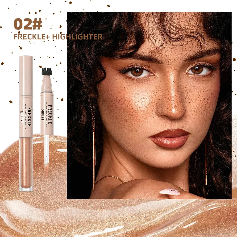 QIBEST Double-headed Freckle Highlighter Stick Fast-drying Waterproof Natural Liquid Contour Lasting Simulation Freckles Stamp Peaceful Pleasures Health and Wellness 02 Freckle highlight