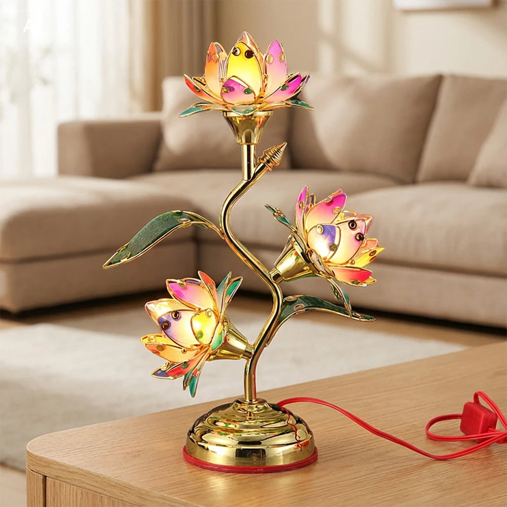 Lotus-Lamp Plug In Electric Lotus-Lantern Long-Lasting Led: Energy-Efficient Table Decorative Lamp Vibrant Multi-Color-Lotus Peaceful Pleasures Health and Wellness