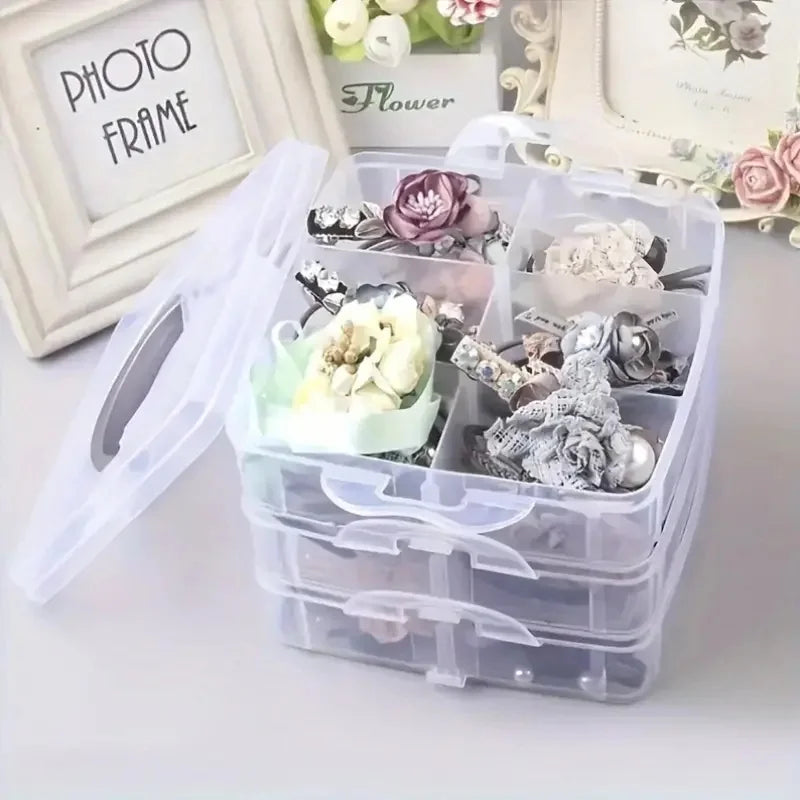 3-Tier Stackable Clear Storage Box – Adjustable Compartments