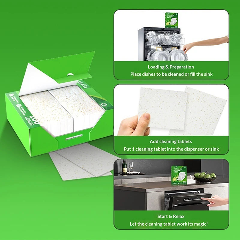 Dishwashing Detergent Sheet 30/100pcs Dishwasher Cleaner Oil Dirt Removal Deodorizer Cleaning Tablet Machines BowlsKitchen Tool Peaceful Pleasures Health and Wellness