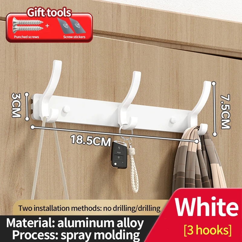 6-Hook Wall Mounted Aluminum Towel & Hat Rack | Door Hook