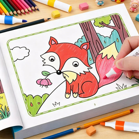 Children's Animal Coloring Book 32 Pages Cute Wildlife Themed Drawing Peaceful Pleasures Health and Wellness