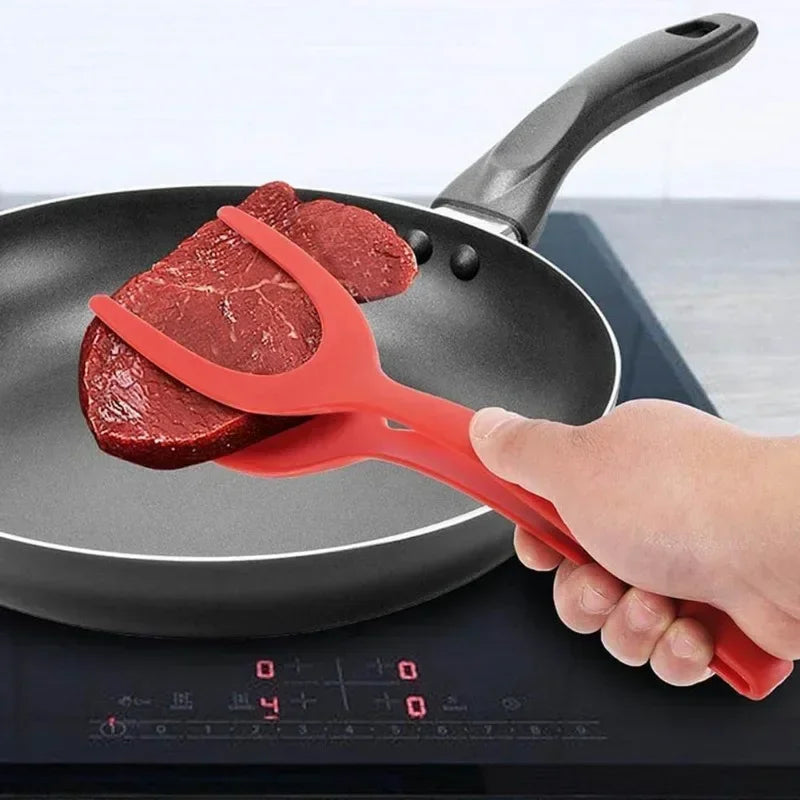 2 In 1 Shovel Clip Silicone Grip Flip Tongs Egg Steak Spatula Tongs Clamp Pancake Fried Turners Cooking Tool Kitchen Accessories Peaceful Pleasures Health and Wellness