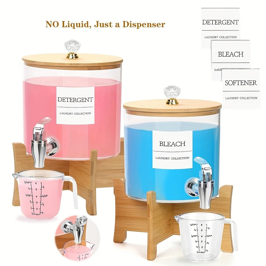 Laundry Detergent Dispenser with Stand – 1 or 2 Pack Faucet-Style Soap Container Organizer