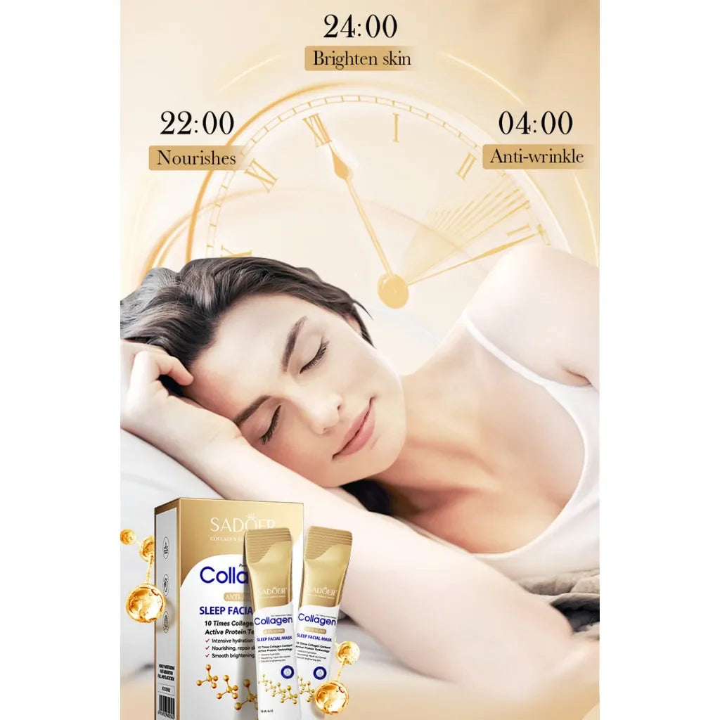 30pcs SADOER Collagen Sleeping Facial Masks Face skincare Moisturizing Brightening Firming Hydrating Face Mask Facial Skin Care Peaceful Pleasures Health and Wellness