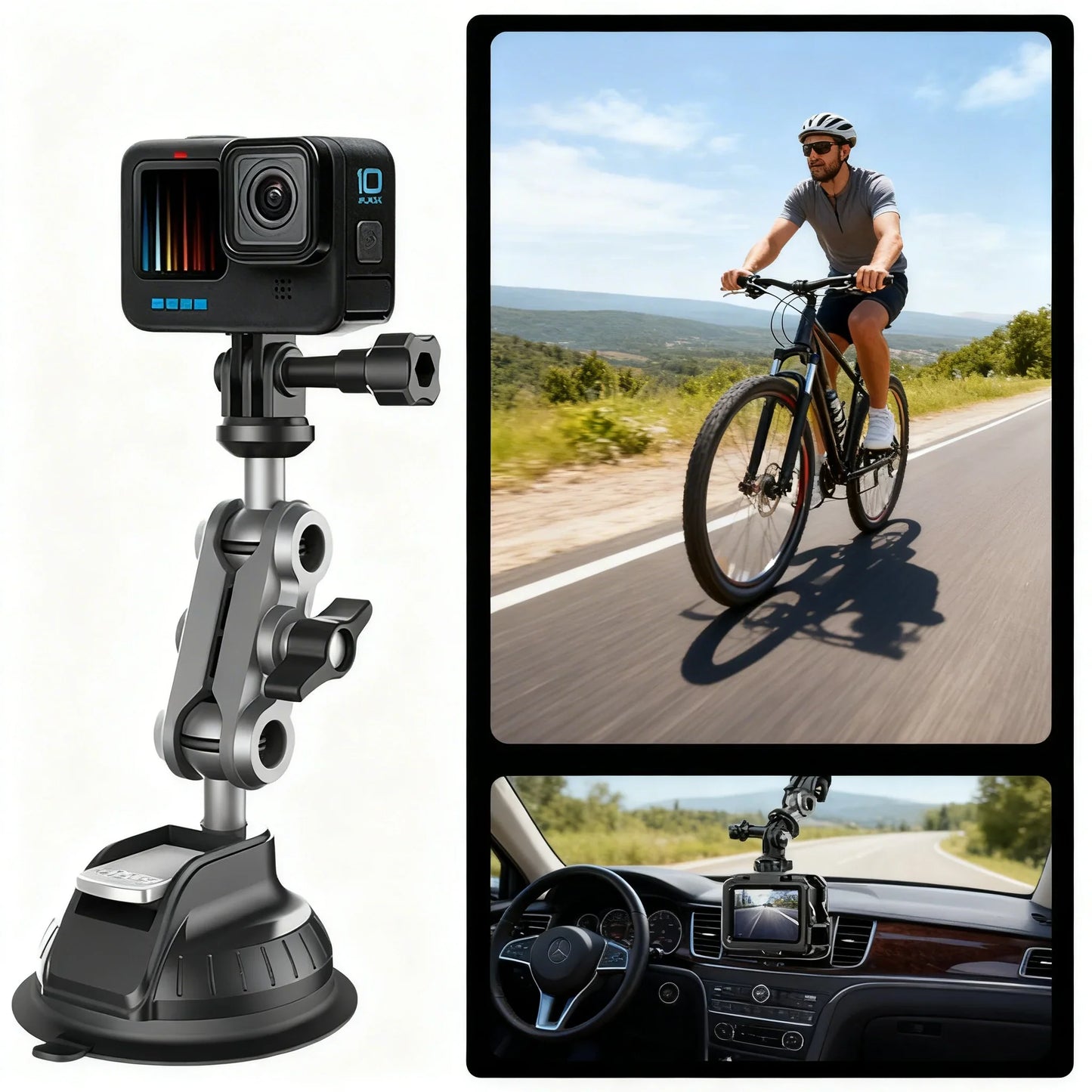 Suction Cup Car Mount for GoPro 12 11 & Insta360 X4 X3 X2