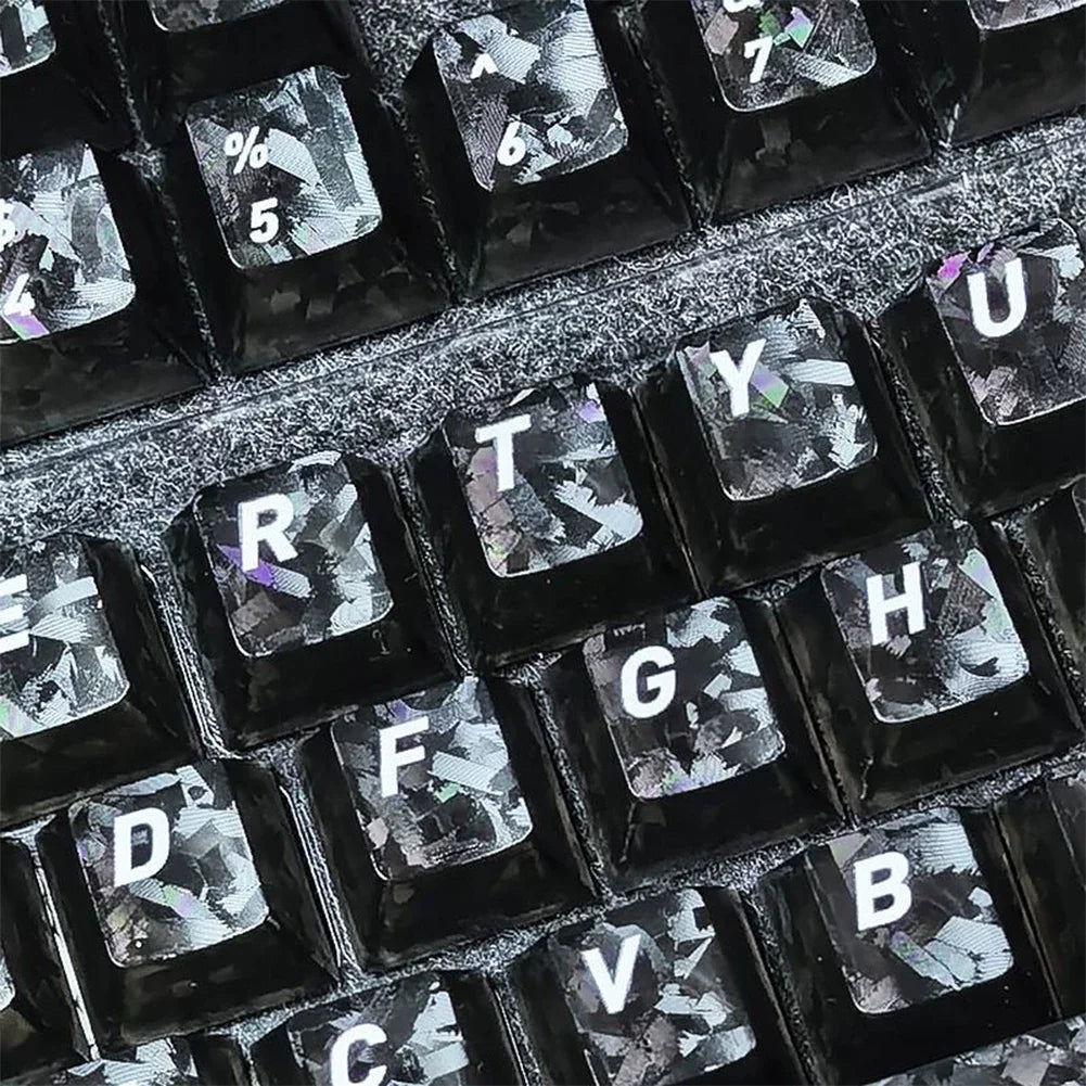 Carbon Fiber 132-Key Transparent Keycaps | RGB Mechanical Keyboard