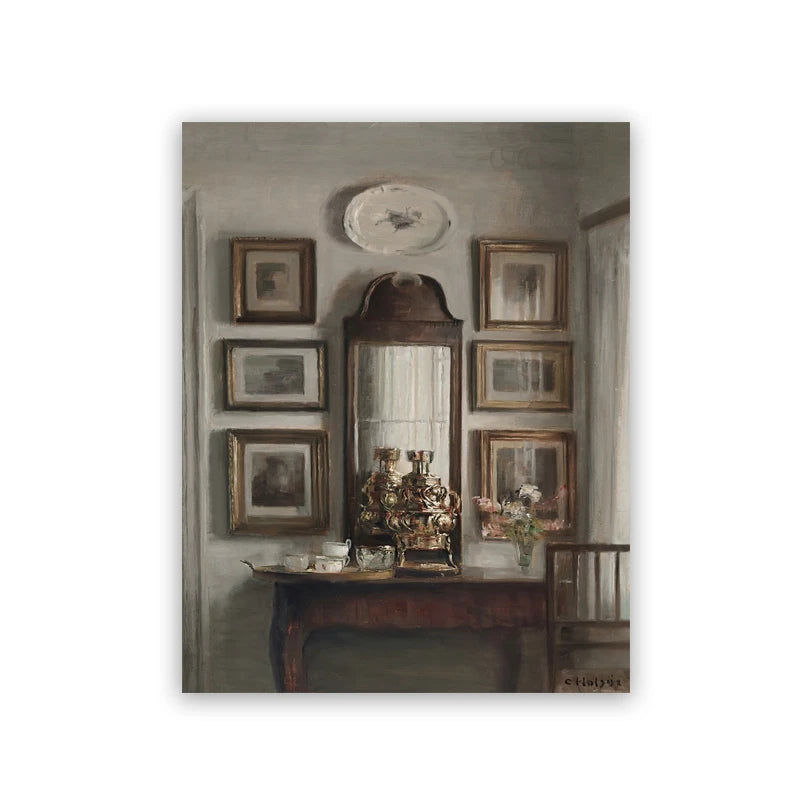 Vintage County Landscape Gallery Wall Art Prints Rustic Moody Cloud Oil Painting Canvas Prints Antique Flower Pictures Decor Peaceful Pleasures Health and Wellness 18 40x60cm Unframed