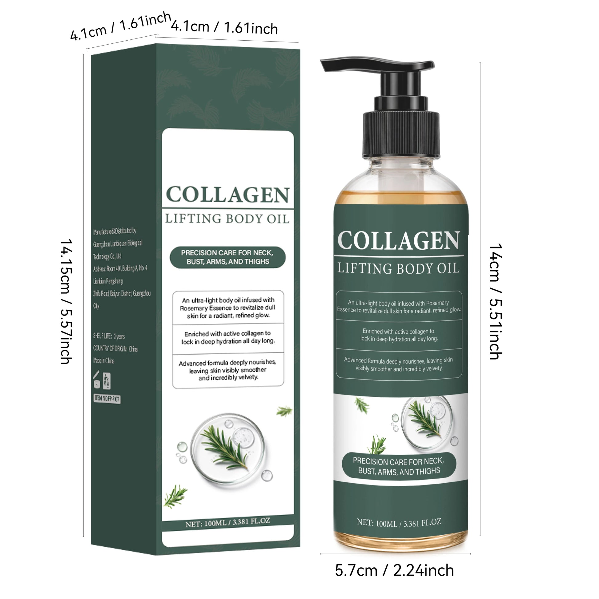 Collagen Lifting Body Oil with Vitamin C and Vitamin E, Hydrates & Nourishes Skin, Firms Skin，Enhances Natural Glow,100ml Peaceful Pleasures Health and Wellness