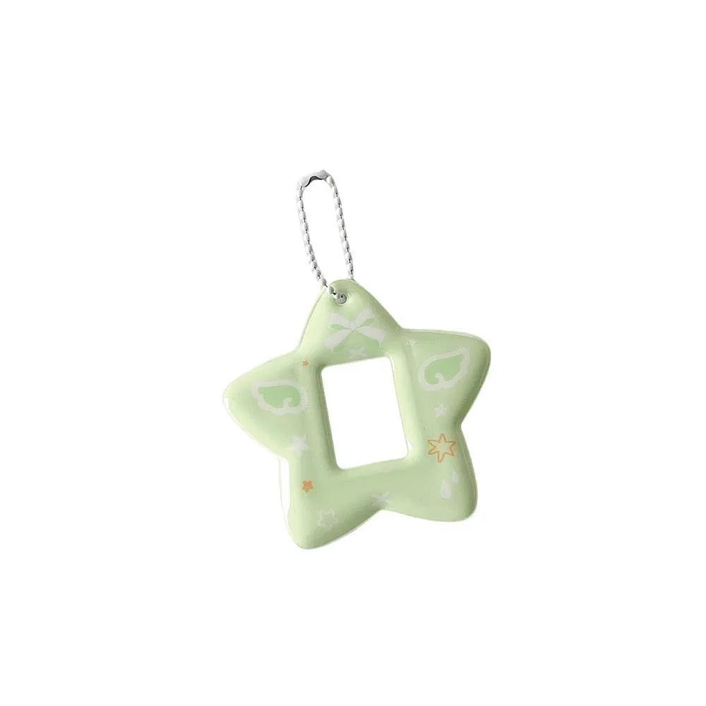With Keychain Mini Photocard Holder Star Pendant PVC Card Cover ID Photo Photocard Frame Idol Photo Card Korean Ins Style Peaceful Pleasures Health and Wellness Green