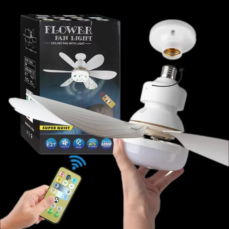 E27 LED Socket Ceiling Fan Light with Remote – 30W