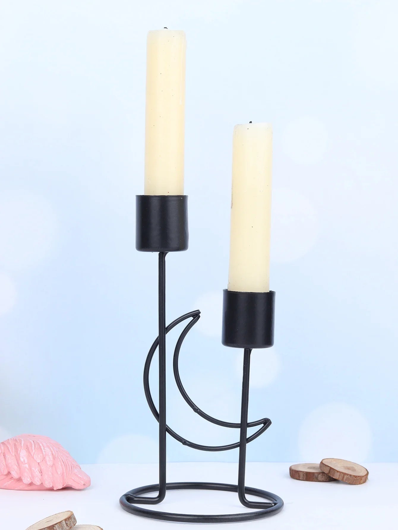 Iron Candle Holder Modern Single-head Candlestick Stand Wedding Dinning Table Decorating Dinner Party Candle Holder Decoration Peaceful Pleasures Health and Wellness black 1pc