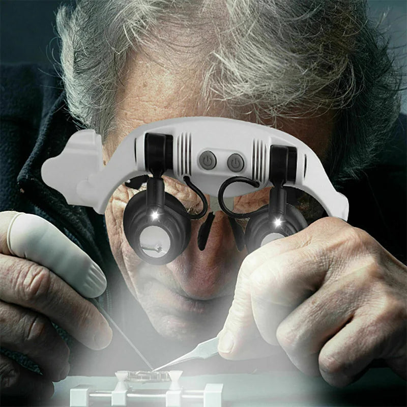 Magnifier Glasses Loupes Measuring Magnifying Glass Lens 10X 15X 20X 25X with Led Jeweler Watch Repair Magnifying Eyewear Peaceful Pleasures Health and Wellness
