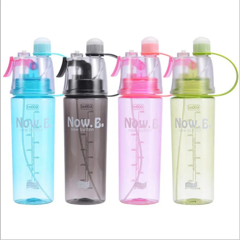 Sports Spray Water Cup Plastic Outdoor Water Bottle Cooling and Replenishing Water Bottle Creative Gift Spray Cup Peaceful Pleasures Health and Wellness