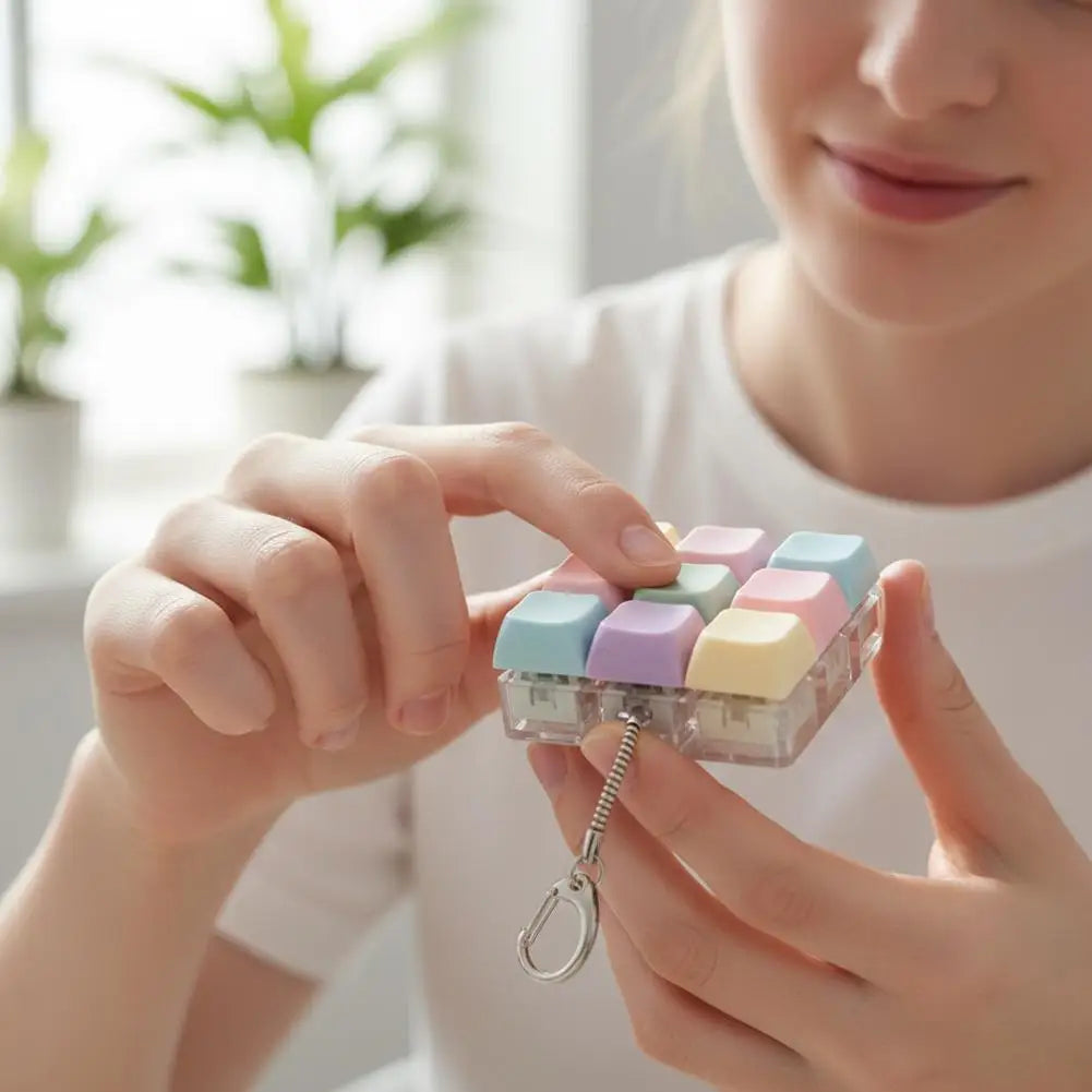 Fidget Keyboard Keychain – Stress Relief Clicker Toy for Adults